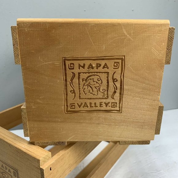 Napa Valley Wood CD Storage Box Crate Lot of 2 Wooden Pair Organizer Movie Game - Picture 3 of 10